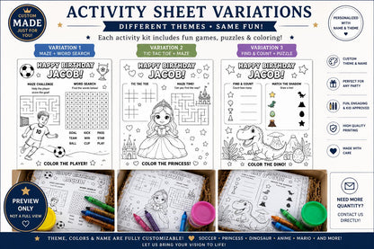 Party Favors - Coloring Box - Activity Kit & Play-Doh - Custom Themed